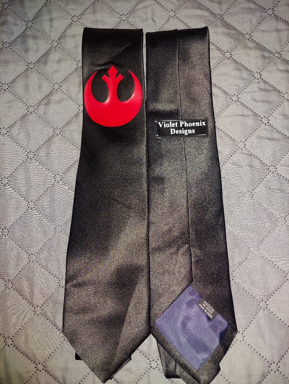 Black Satin Tie with Star Wars Rebel Alliance
